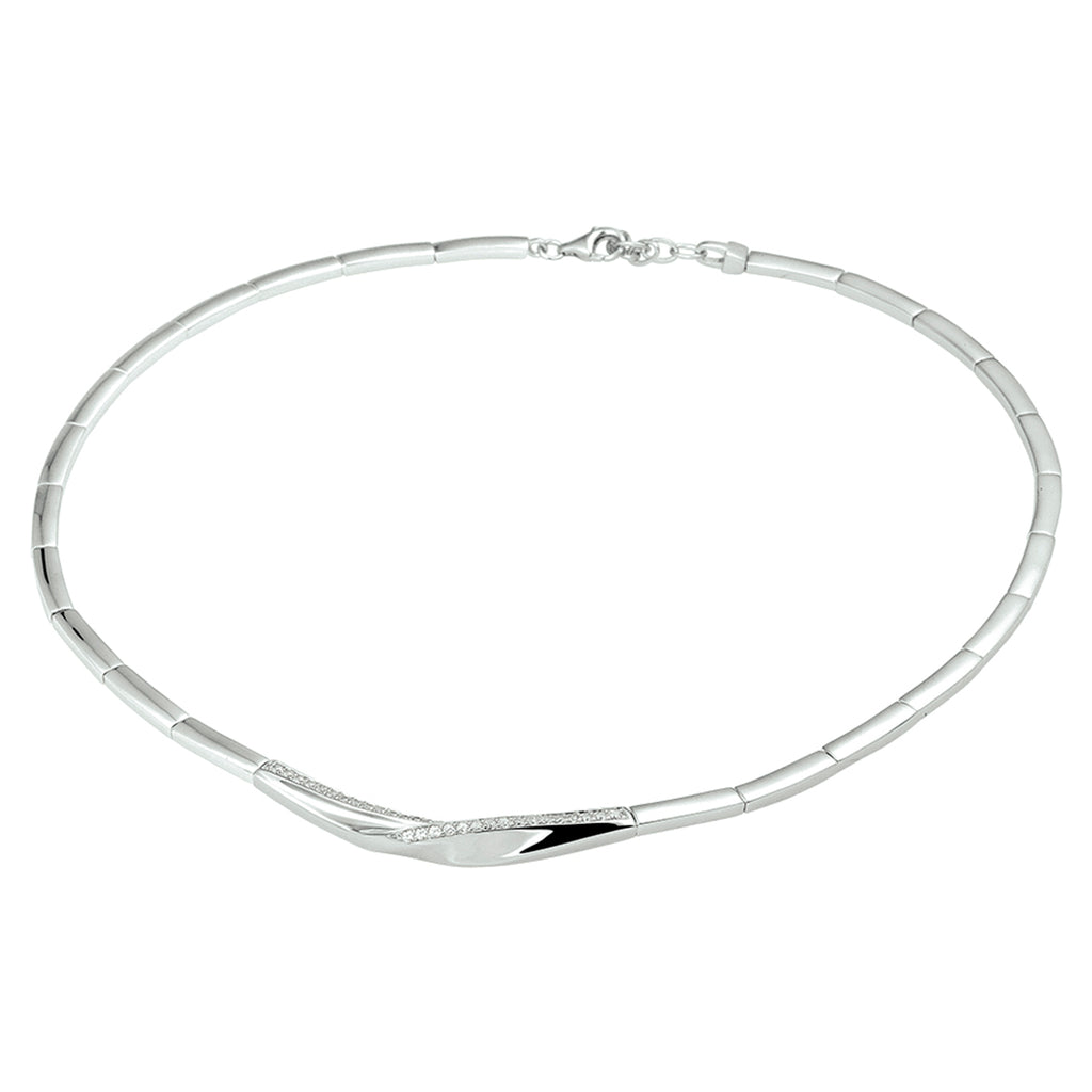 Halskette Zirkonia 43 + 3 cm Silber rhodiniert