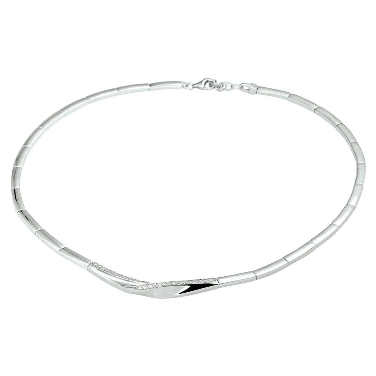 Halskette Zirkonia 43 + 3 cm Silber rhodiniert