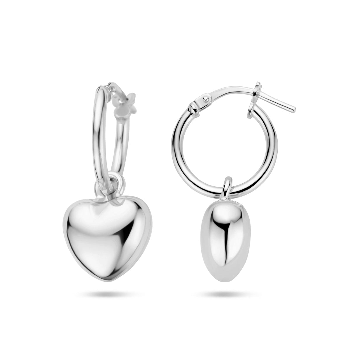oorringen hart 25 mm zilver gerhodineerd