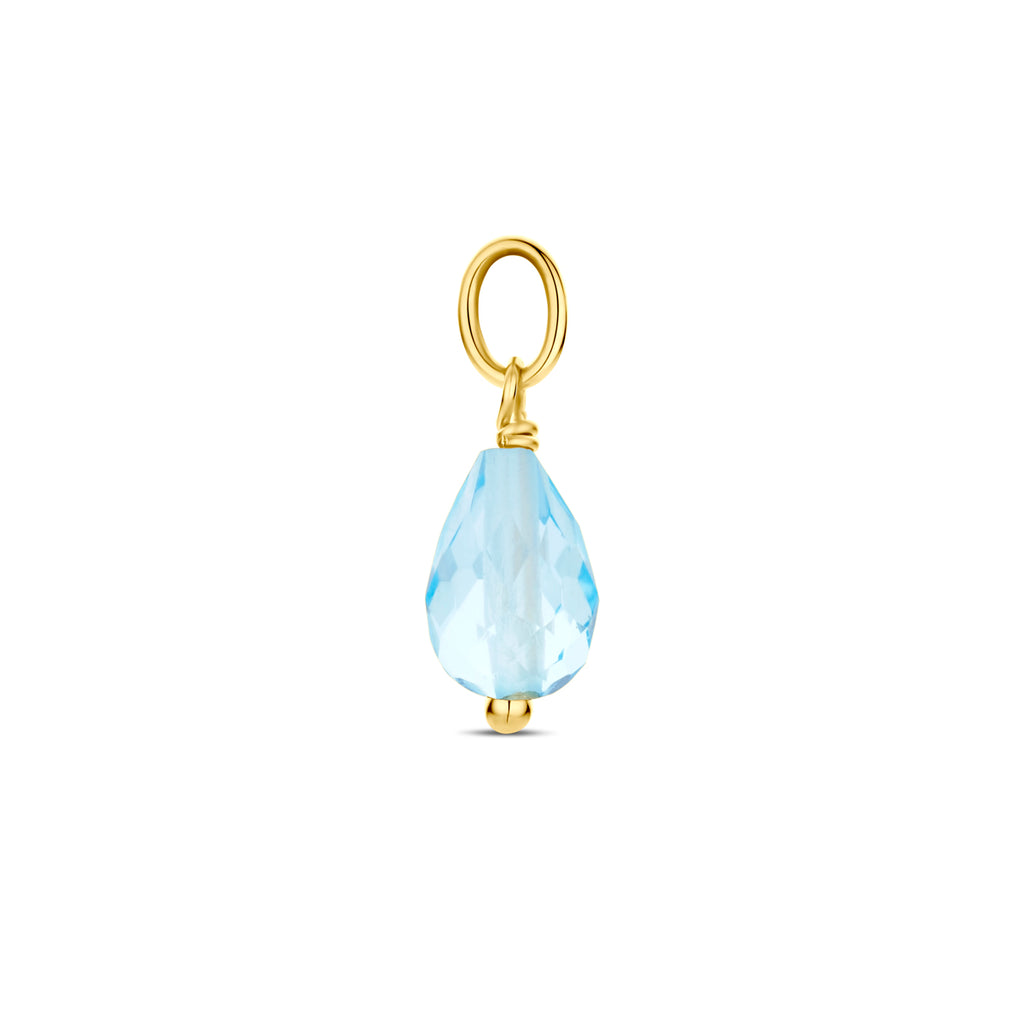 hanger blauw topaas 15 mm 14K geelgoud