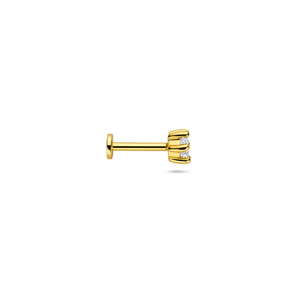 Flat Back Piercing Zirkonia 1 Mikron 4 mm silbervergoldet (gelb)