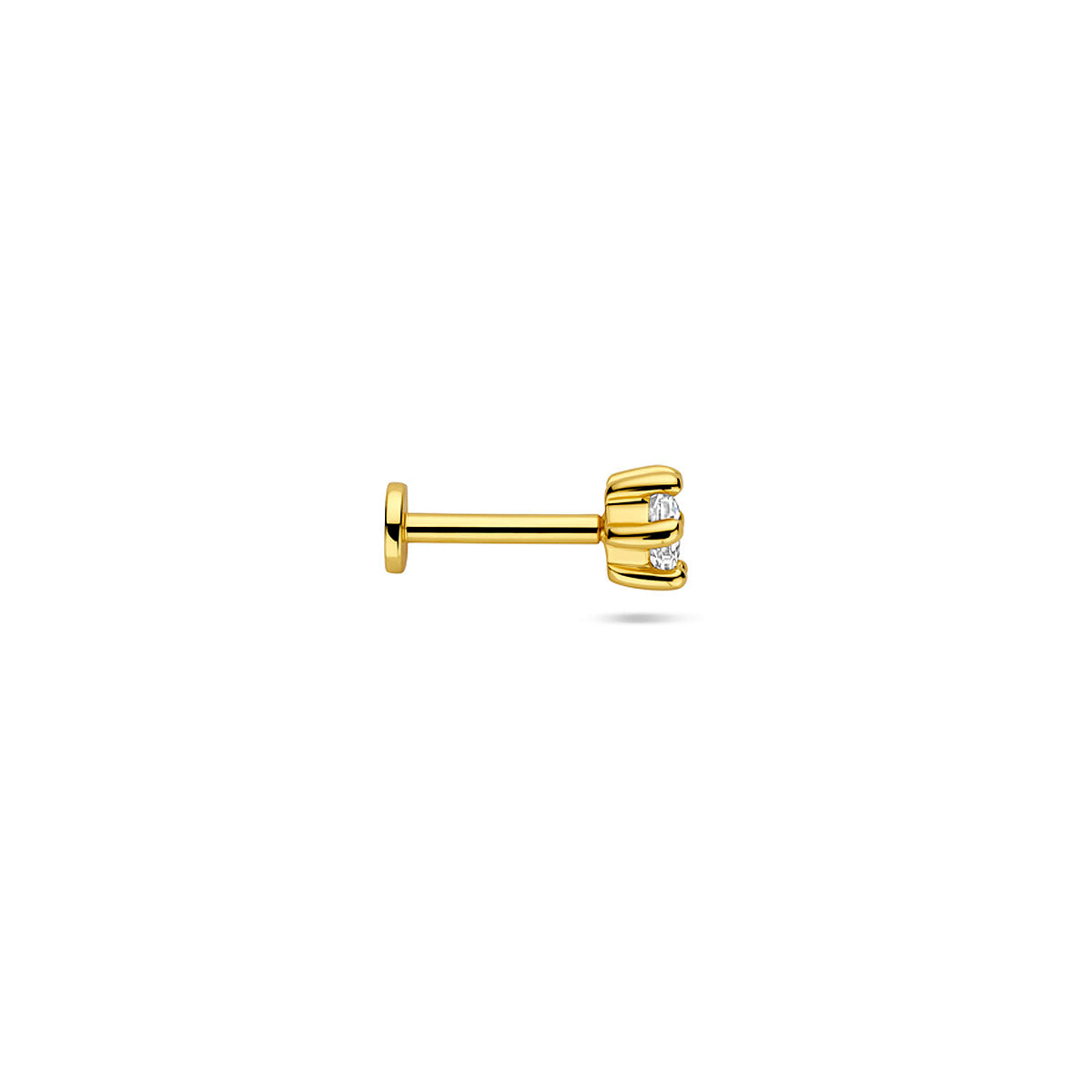 Flat Back Piercing Zirkonia 1 Mikron 4 mm silbervergoldet (gelb)
