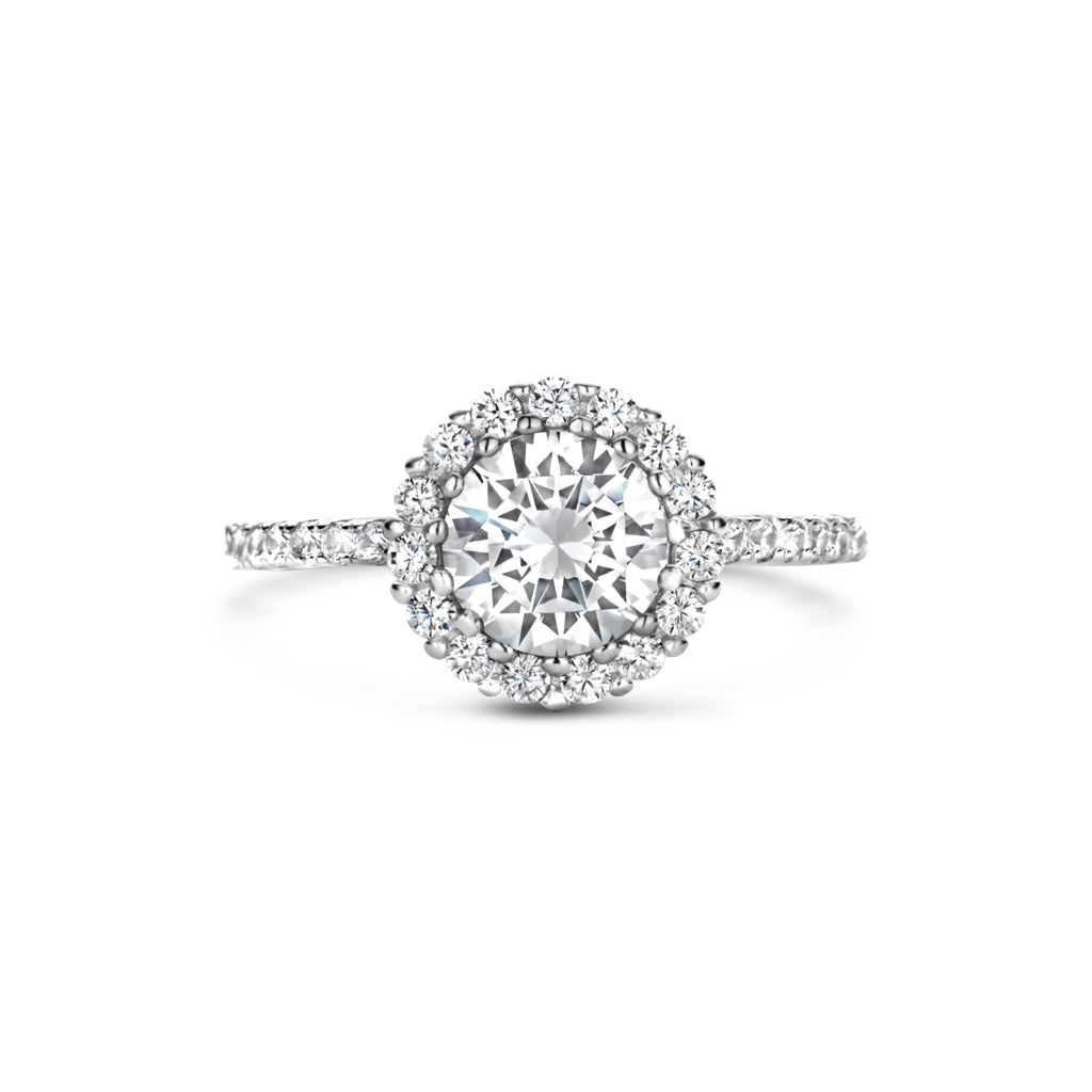 Ring Zirkonia Halo Silber rhodiniert