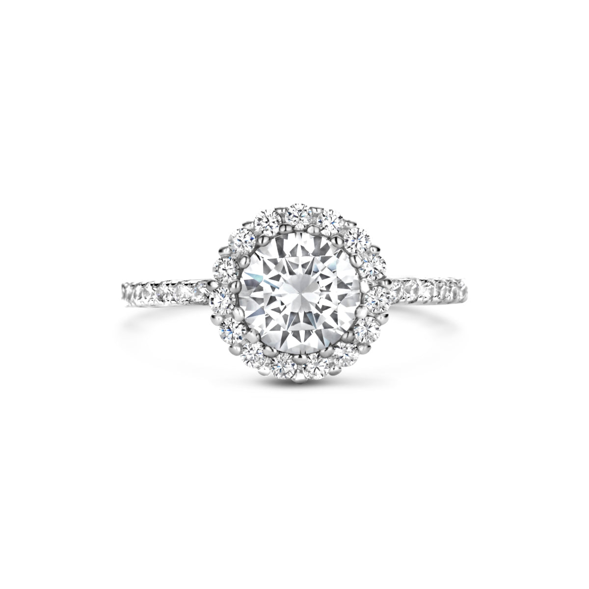 Ring Zirkonia Halo Silber rhodiniert