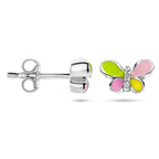 Ohrstecker Schmetterling Zirkonia Emaille Silber rhodiniert