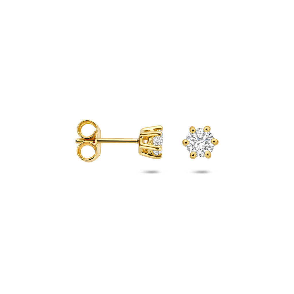 oorknoppen lab grown diamant 0.50ct (2x 0.25ct) g vs 5 mm 14K geelgoud