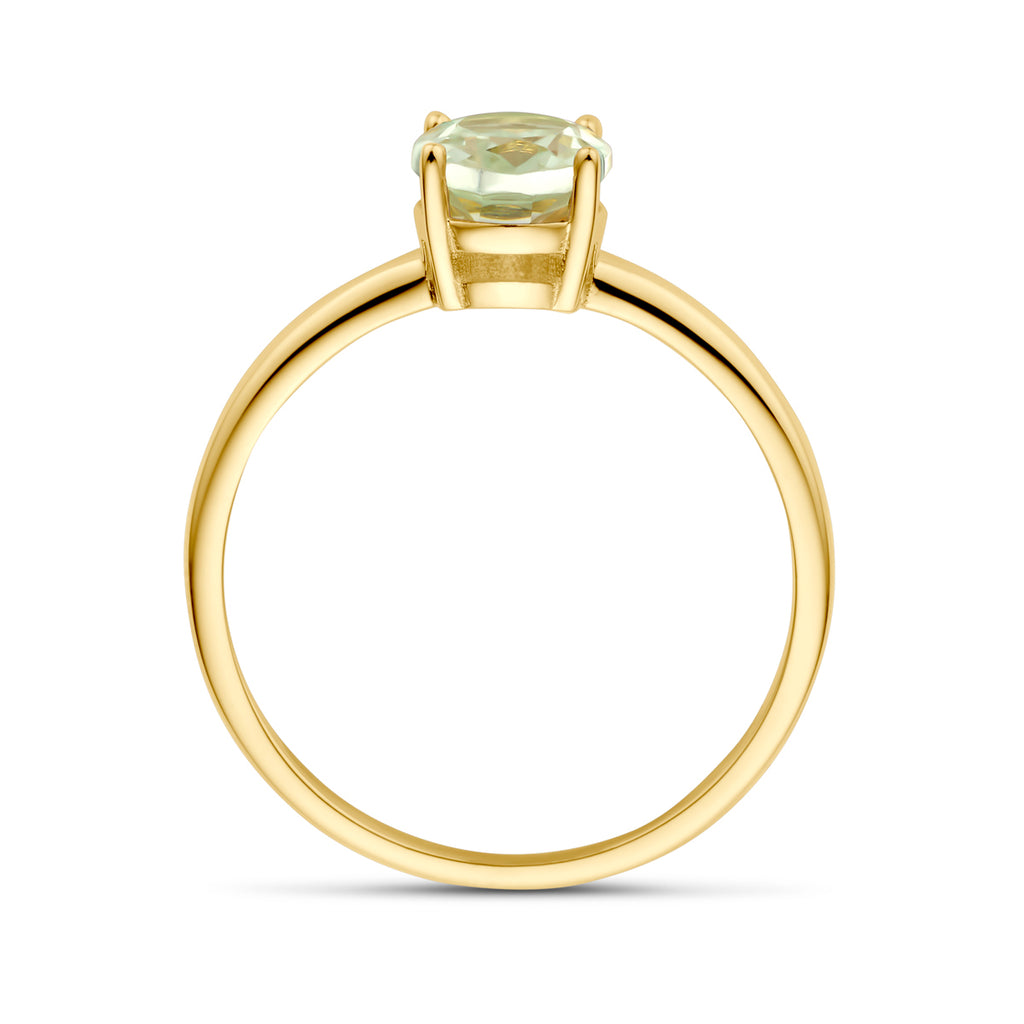 ring groen amethist 14K geelgoud