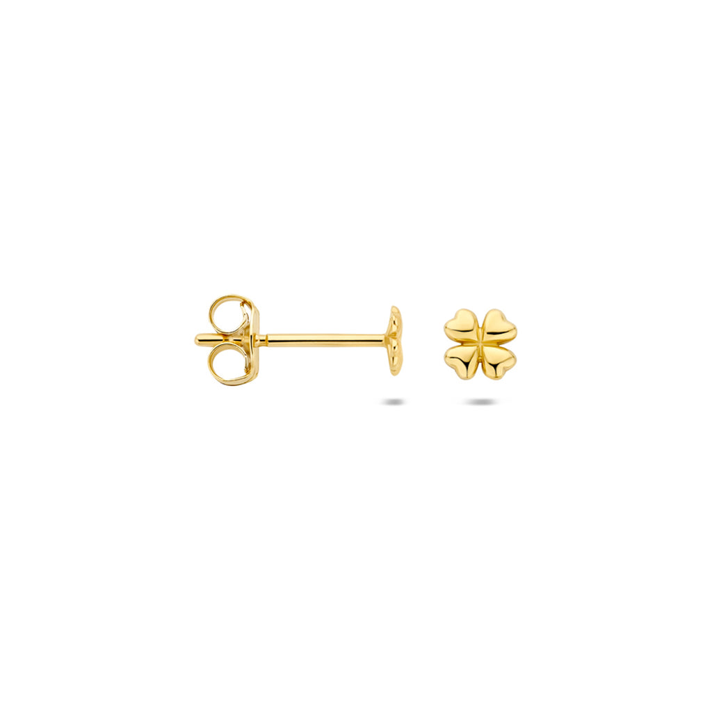 oorknoppen klavertje 3,5 mm 14K geelgoud
