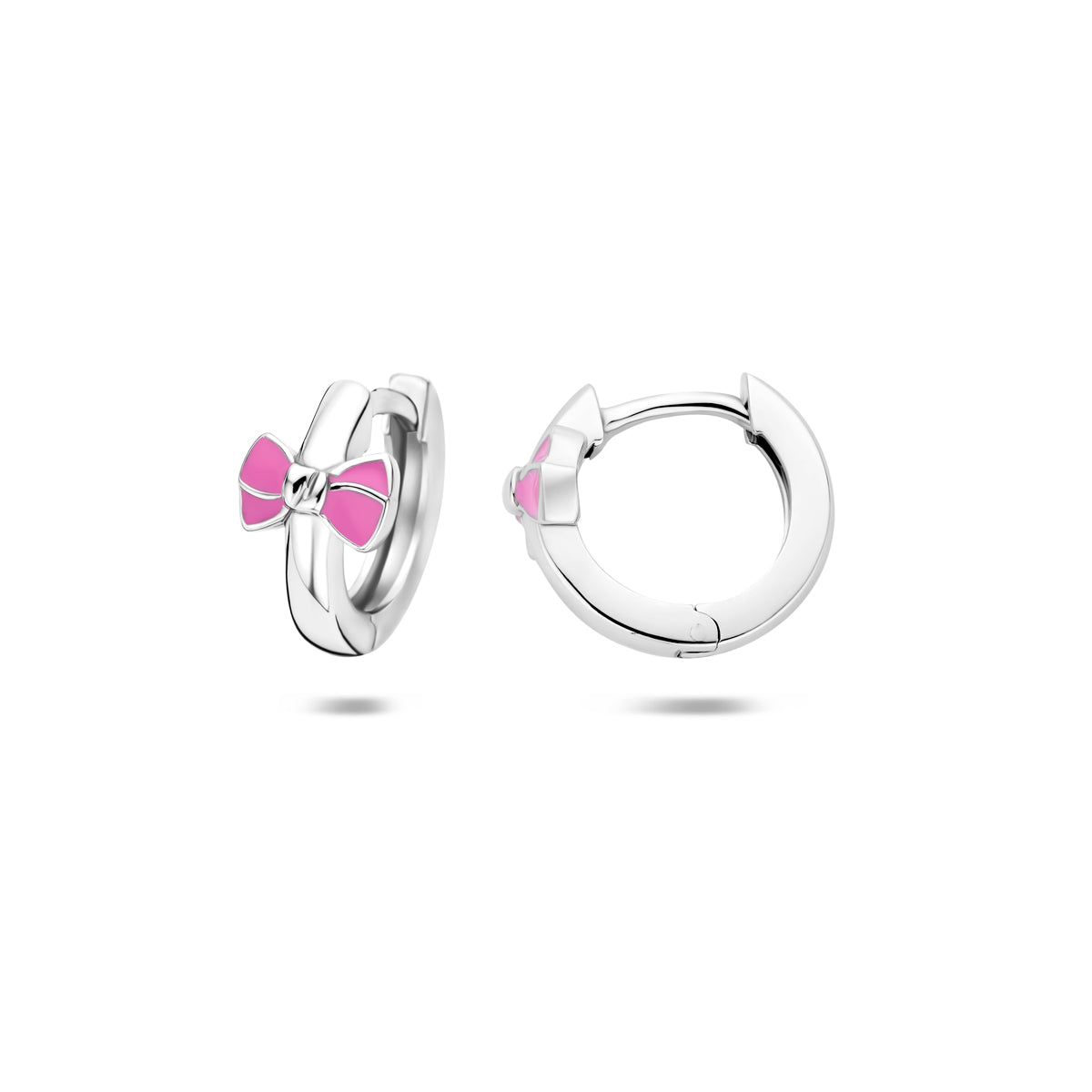 klapoorringen roze strik 11,5 mm zilver gerhodineerd