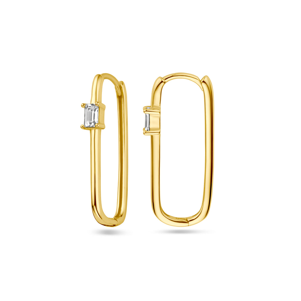 klapoorringen paperclip zirkonia 1 micron zilver verguld (geel)