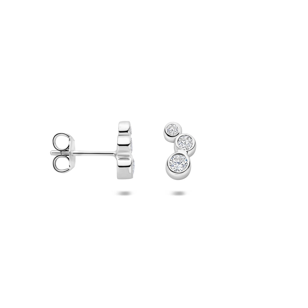oorknoppen zirkonia zilver gerhodineerd