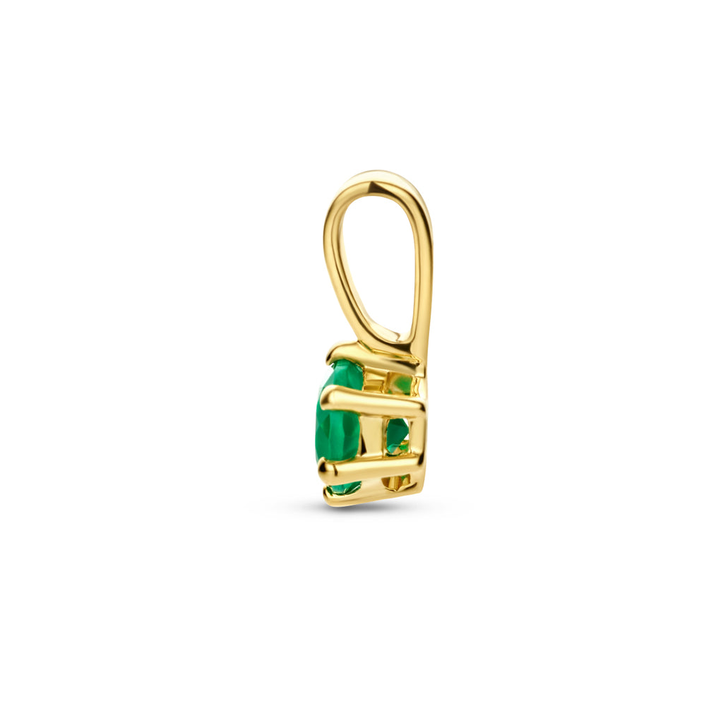 hanger groen agaat 9,5 mm 14K geelgoud