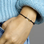 armband satijn zwart 13 - 26 cm 14K goud met rubber/nylon/leer