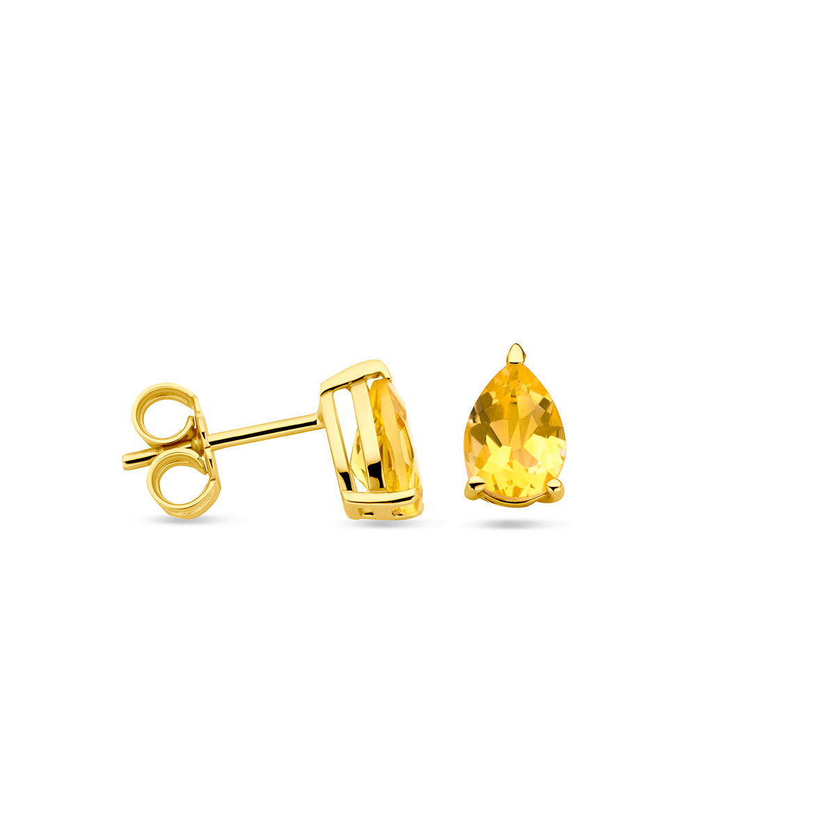 oorknoppen citrien 14K geelgoud