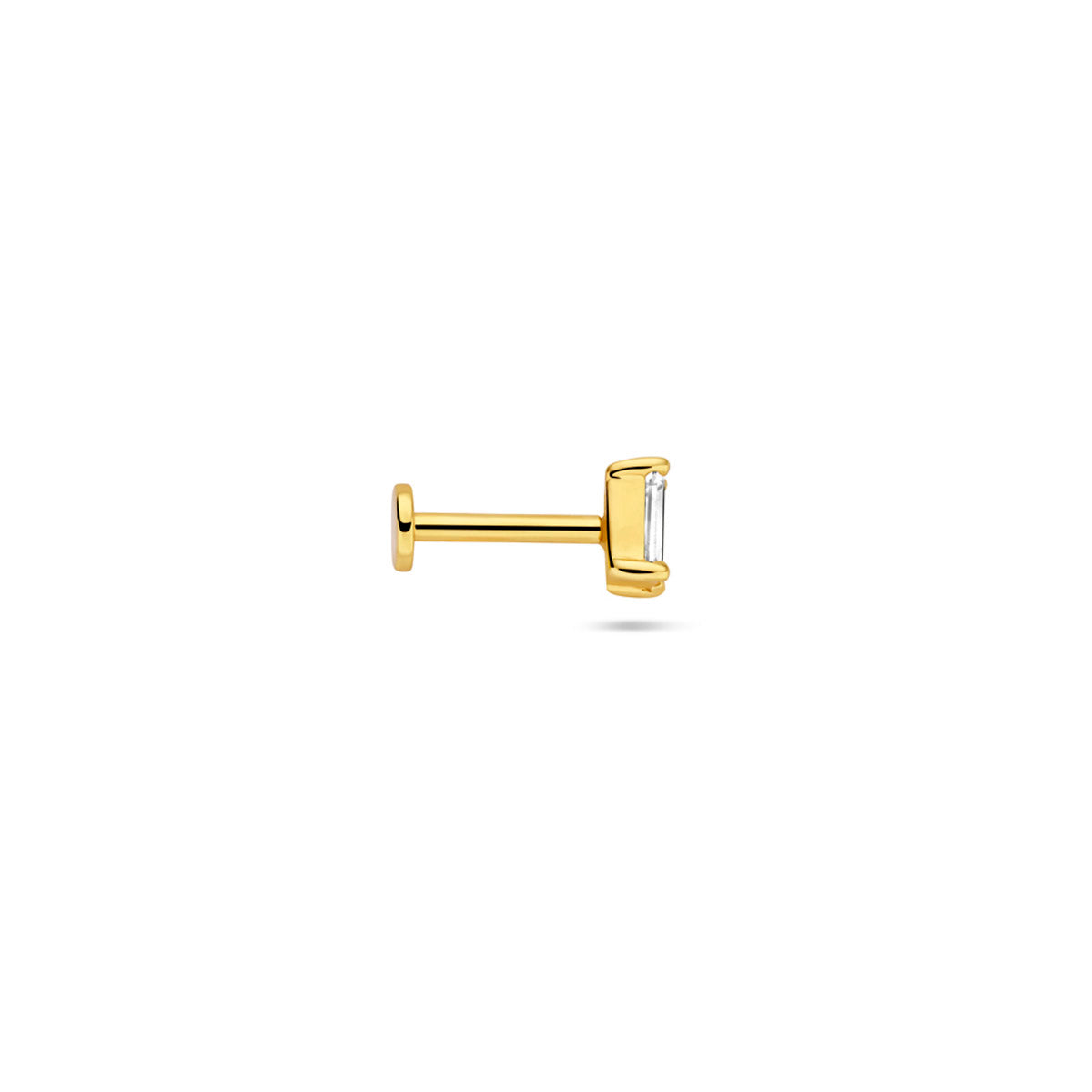 Flat Back Piercing Zirkonia 4,5 mm 1 Mikron Silber vergoldet (gelb)
