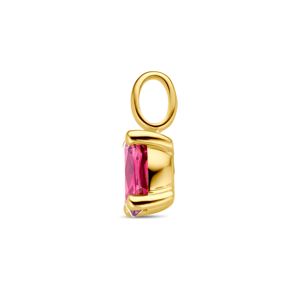 Anhänger pinker Rhodolith 12 mm 14K Gelbgold