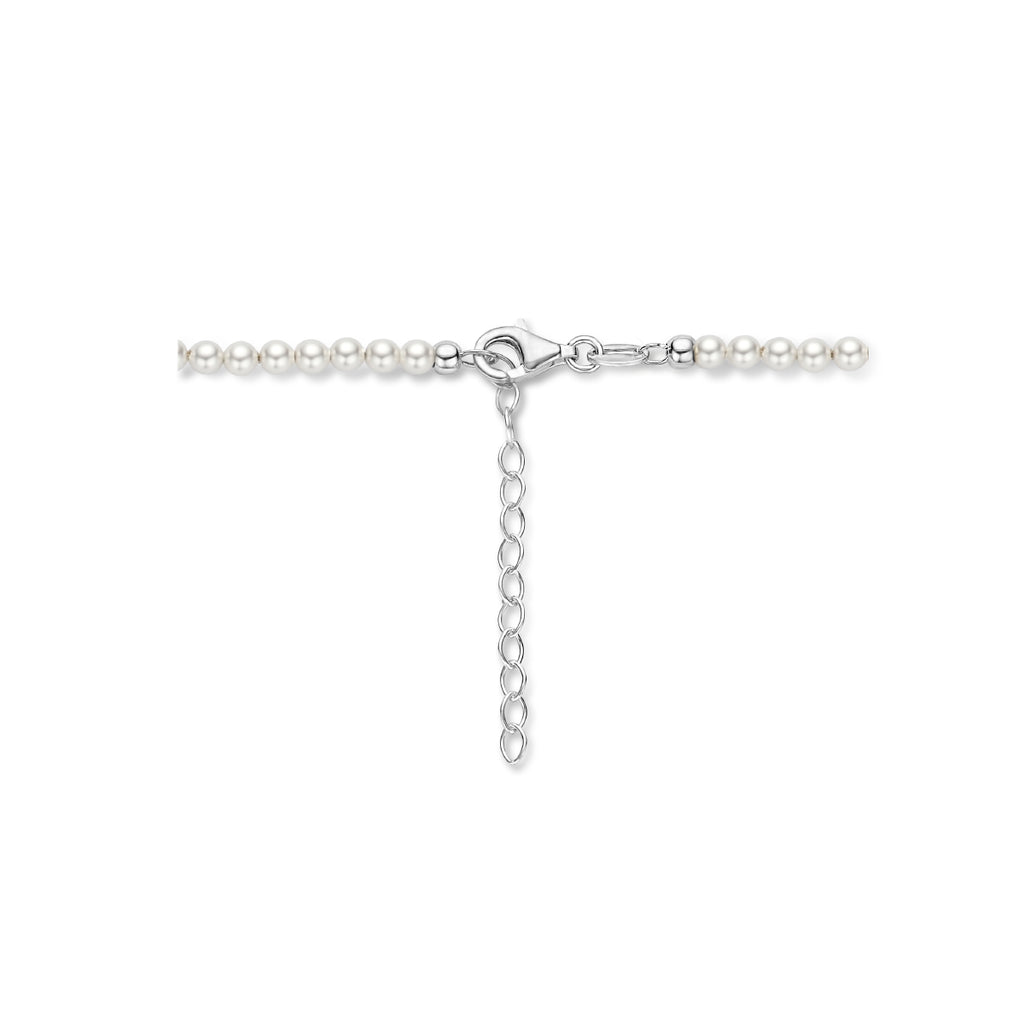 Halskette synth. Perle 3,0 mm Silber rhodiniert