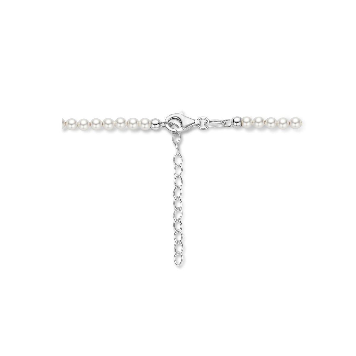 Halskette synth. Perle 3,0 mm Silber rhodiniert