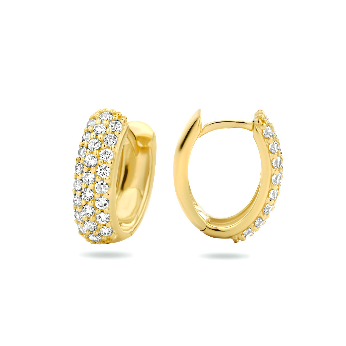 klapoorringen zirkonia 14K geelgoud