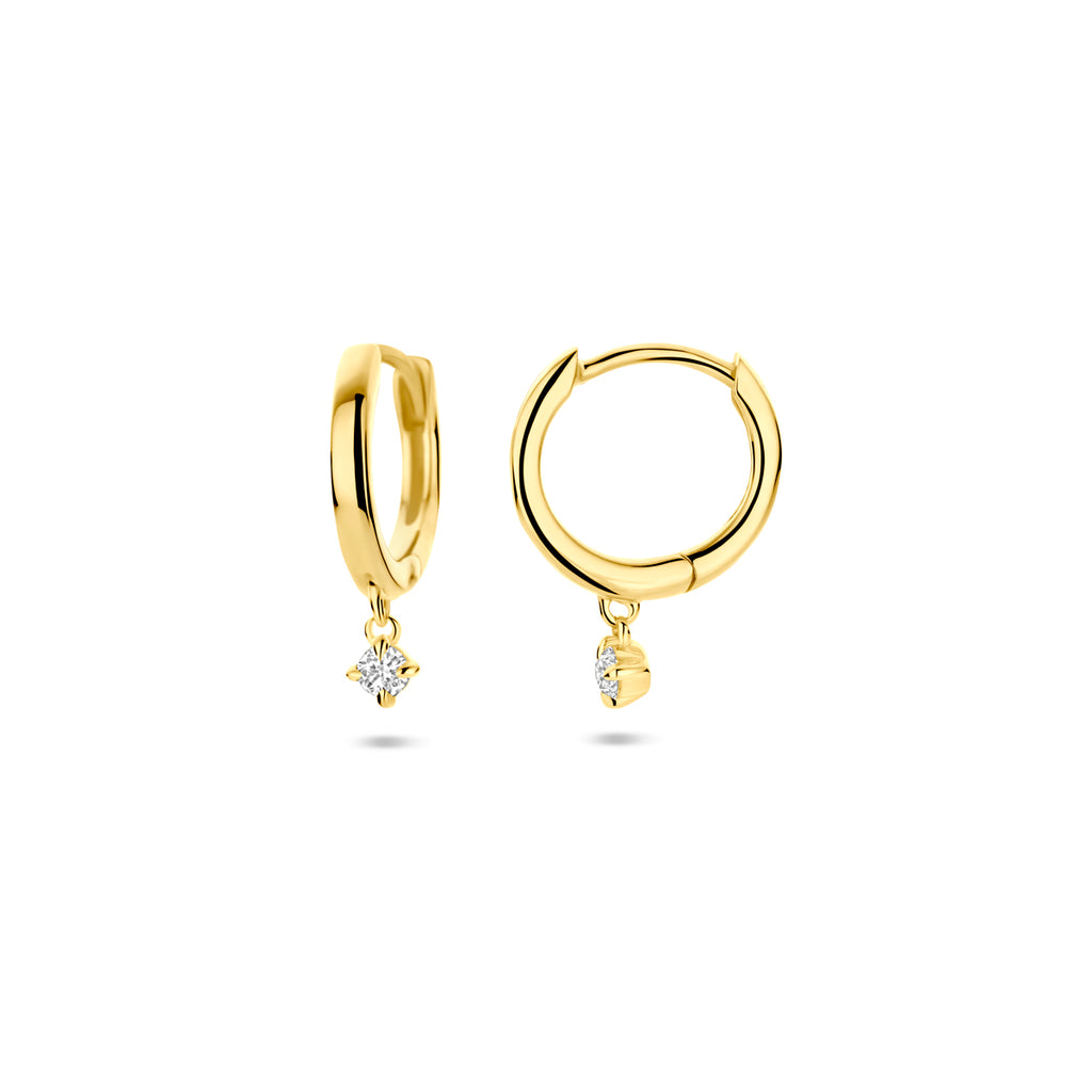 Klappcreolen Labor-Diamant 0,07 ct (2x 0,035 ct) H SI 14,5 mm 14K Gelbgold