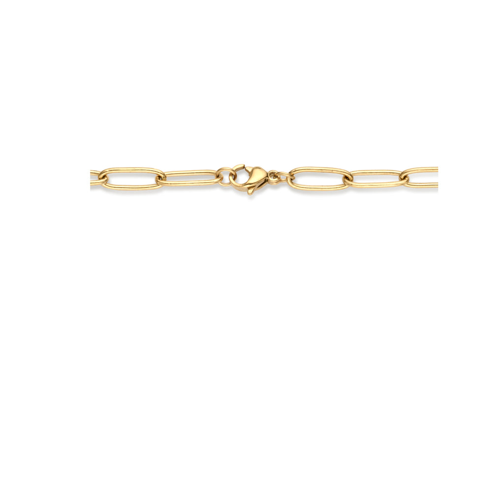 collier paperclip synth. parel 4,3 mm 45 cm ion plating edelstaal