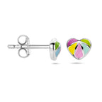 oorknoppen emaille hart zilver gerhodineerd