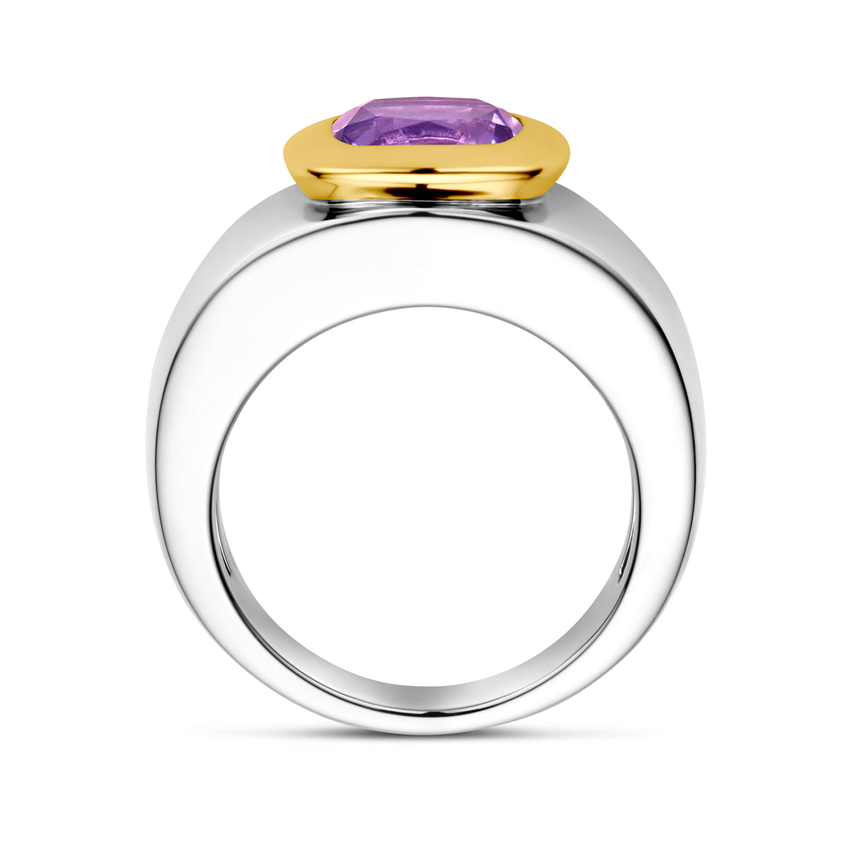 ring amethist goud met zilver