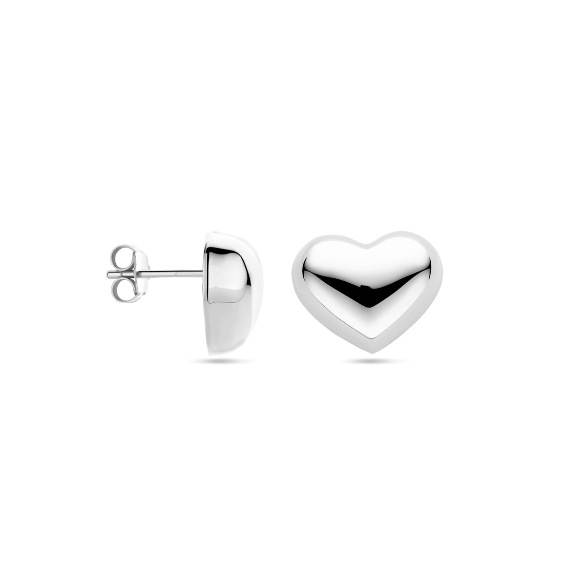 Ohrstecker Herz 13 mm Silber rhodiniert