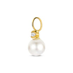 Anhänger Perle und Zirkonia 13 mm 14K Gelbgold