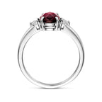Ring Granat und Zirkonia Silber rhodiniert