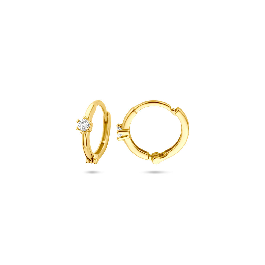 klapoorringen zirkonia 10,5 mm 14K geelgoud