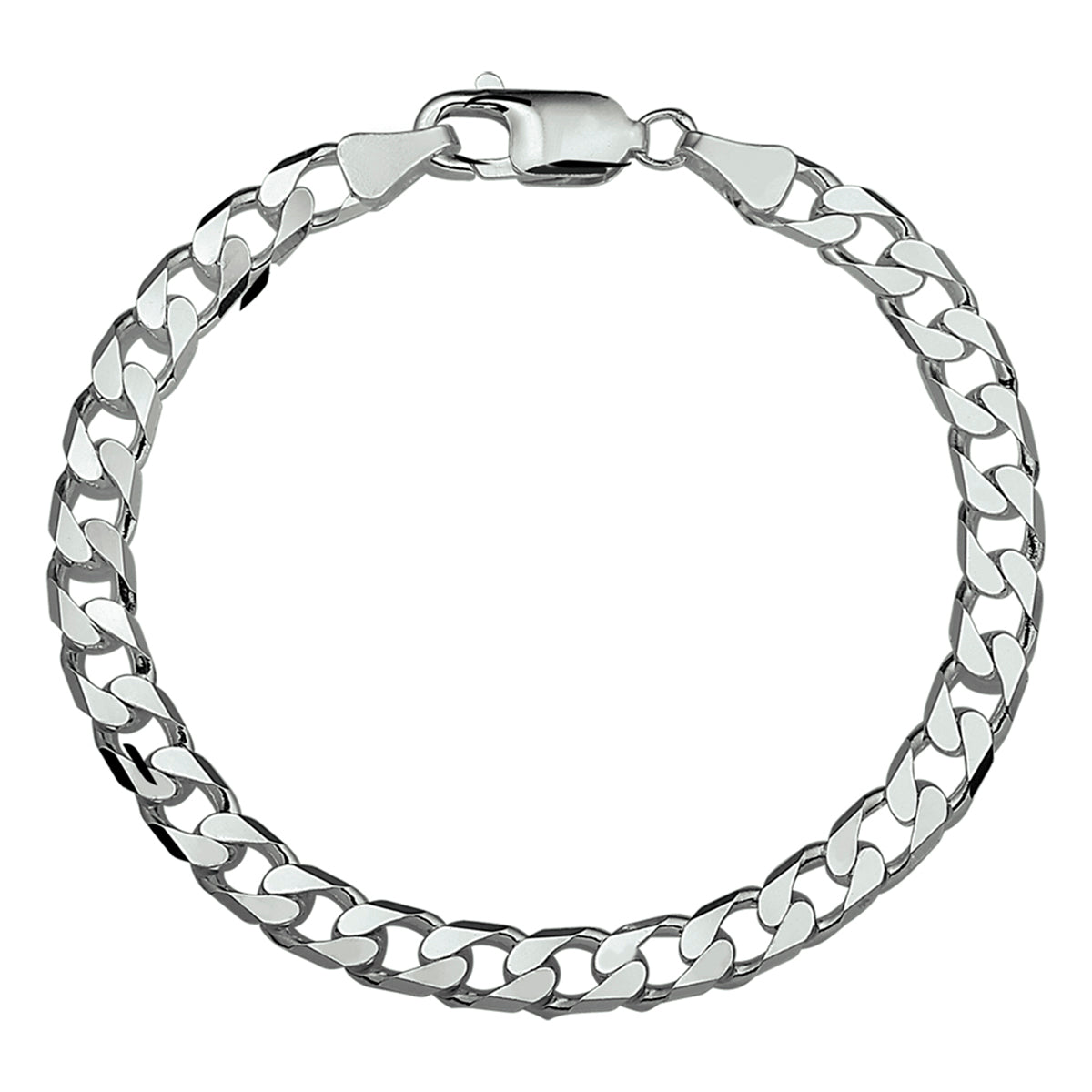 armband gourmette 8 zijdes geslepen 6,0 mm 21 cm zilver gerhodineerd