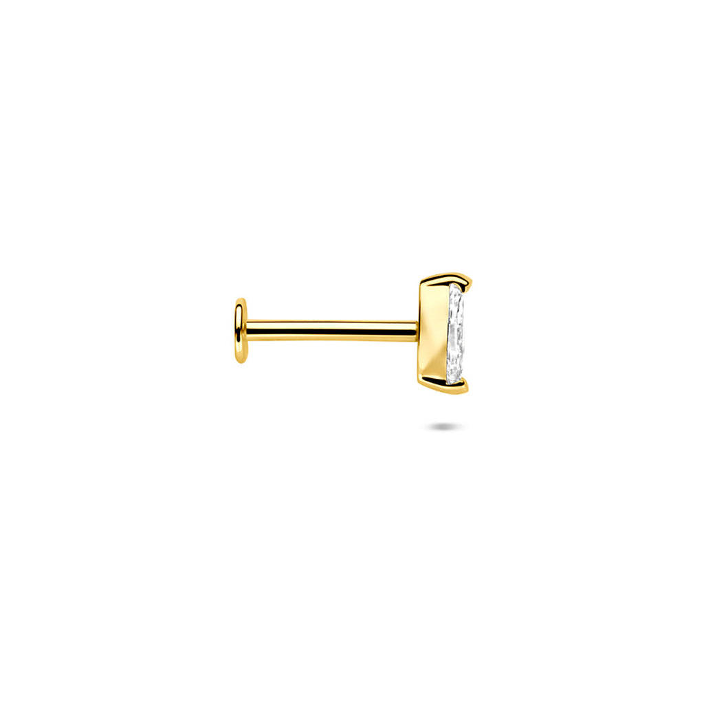 flat back piercing zirkonia 5,5 mm 14K geelgoud
