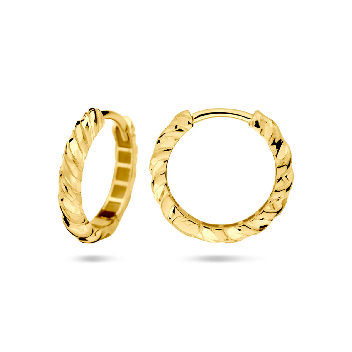 klapoorringen gedraaid 16 mm 14K geelgoud