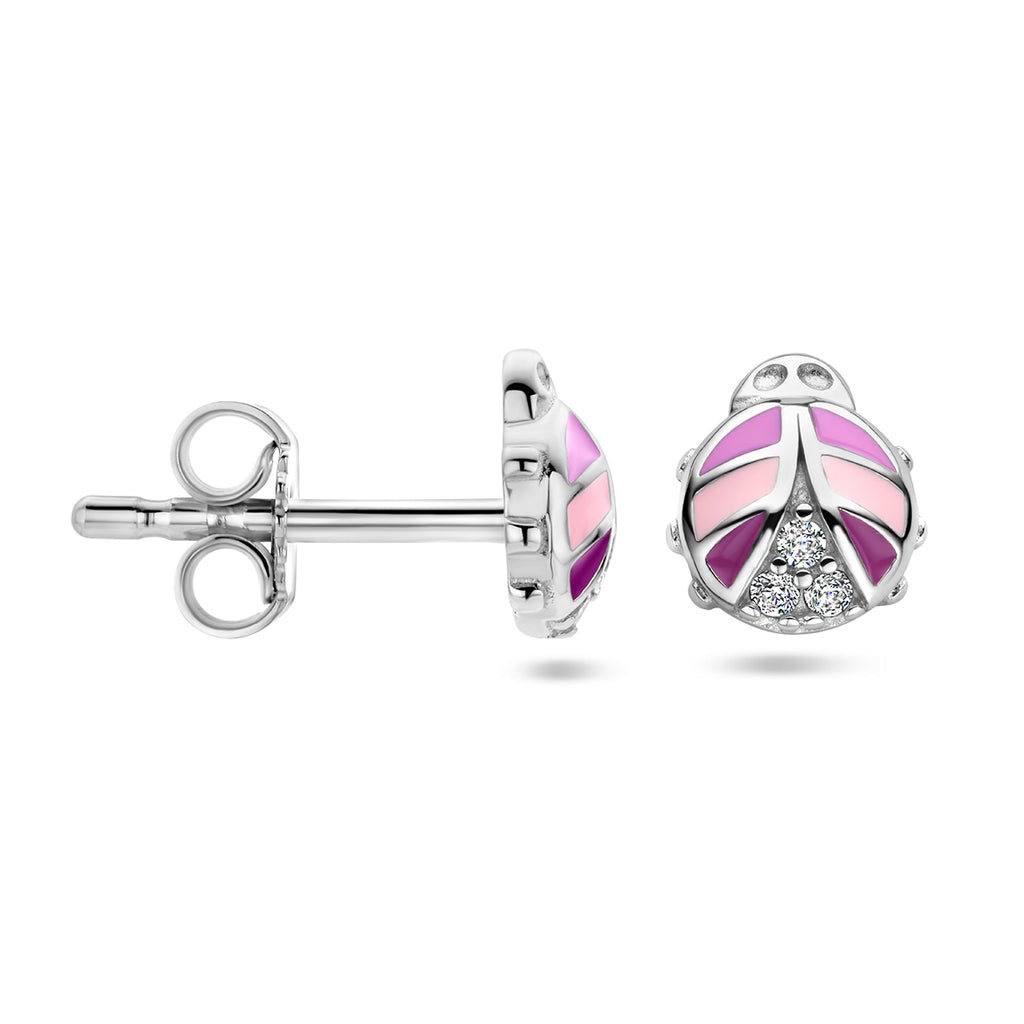 Ohrstecker Marienkäfer Zirkonia Emaille Silber rhodiniert
