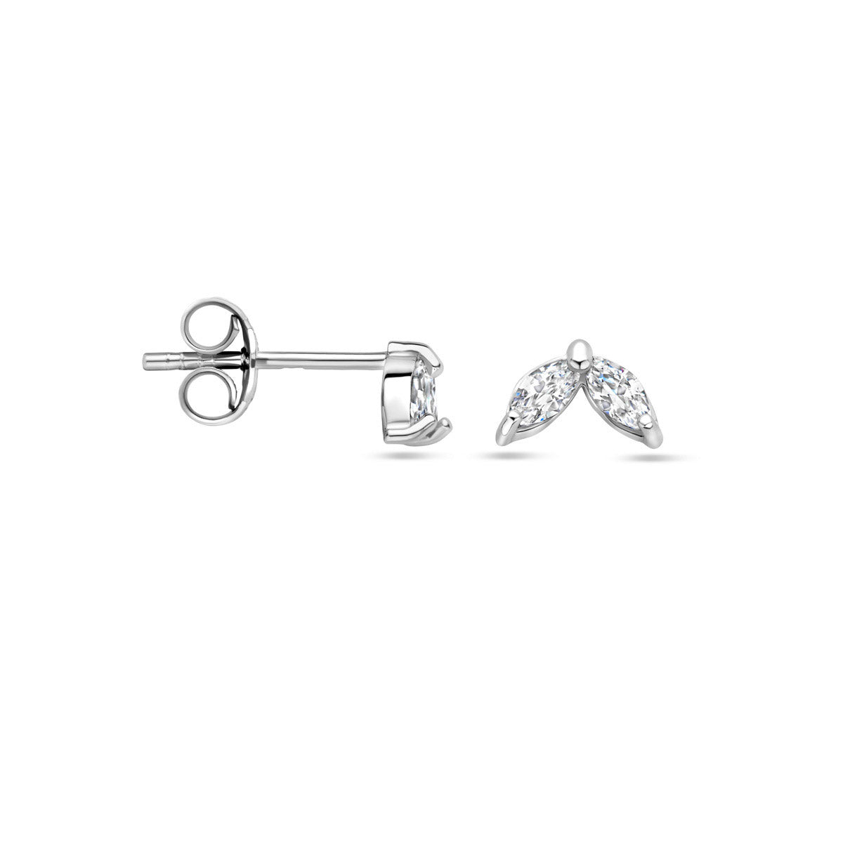 oorknoppen zirkonia zilver gerhodineerd