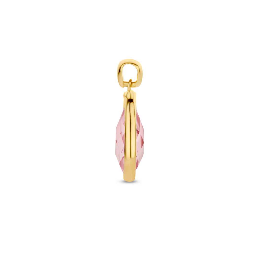 hanger rhodoliet kwarts 14K geelgoud
