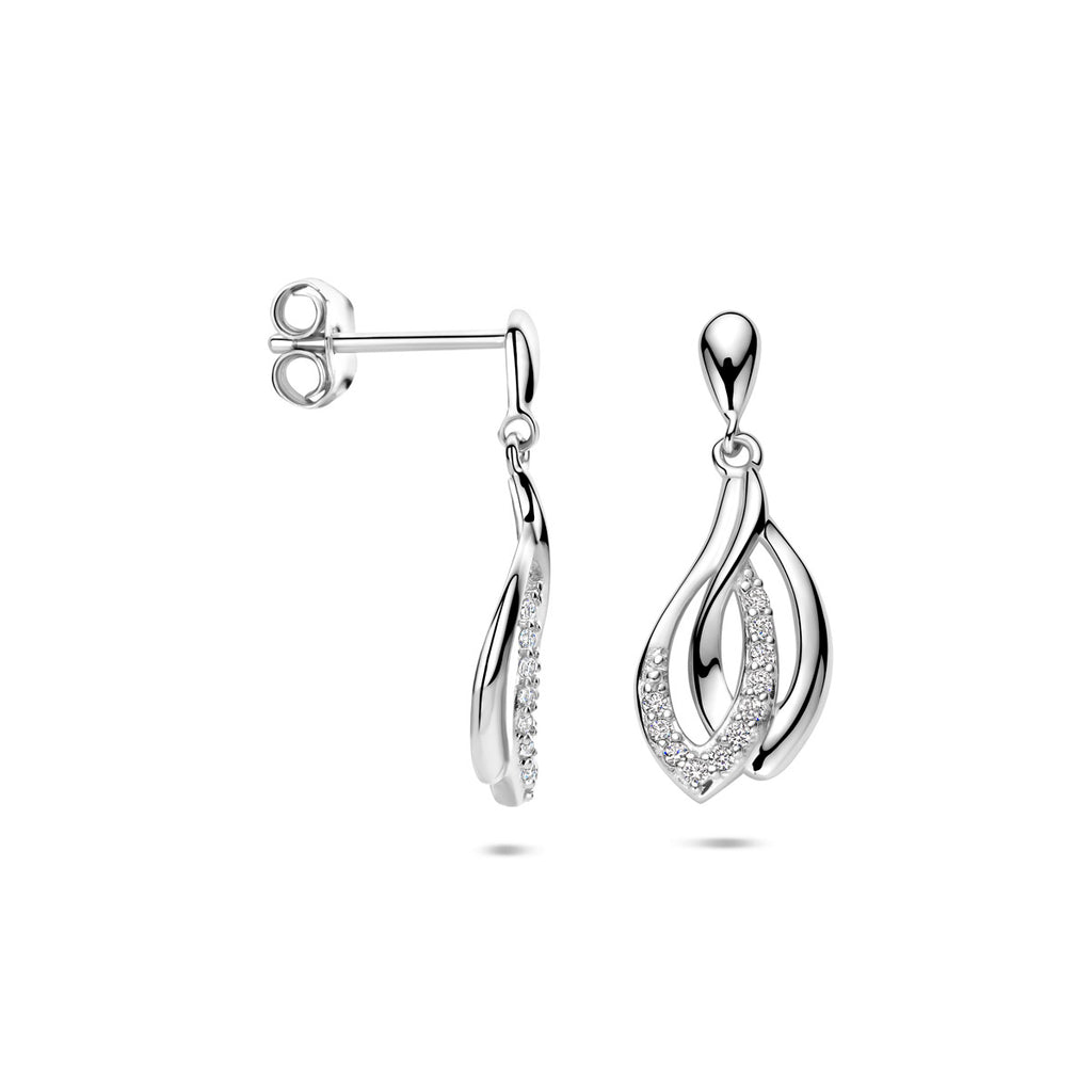 Ohrhänger Zirkonia 22 mm Silber rhodiniert