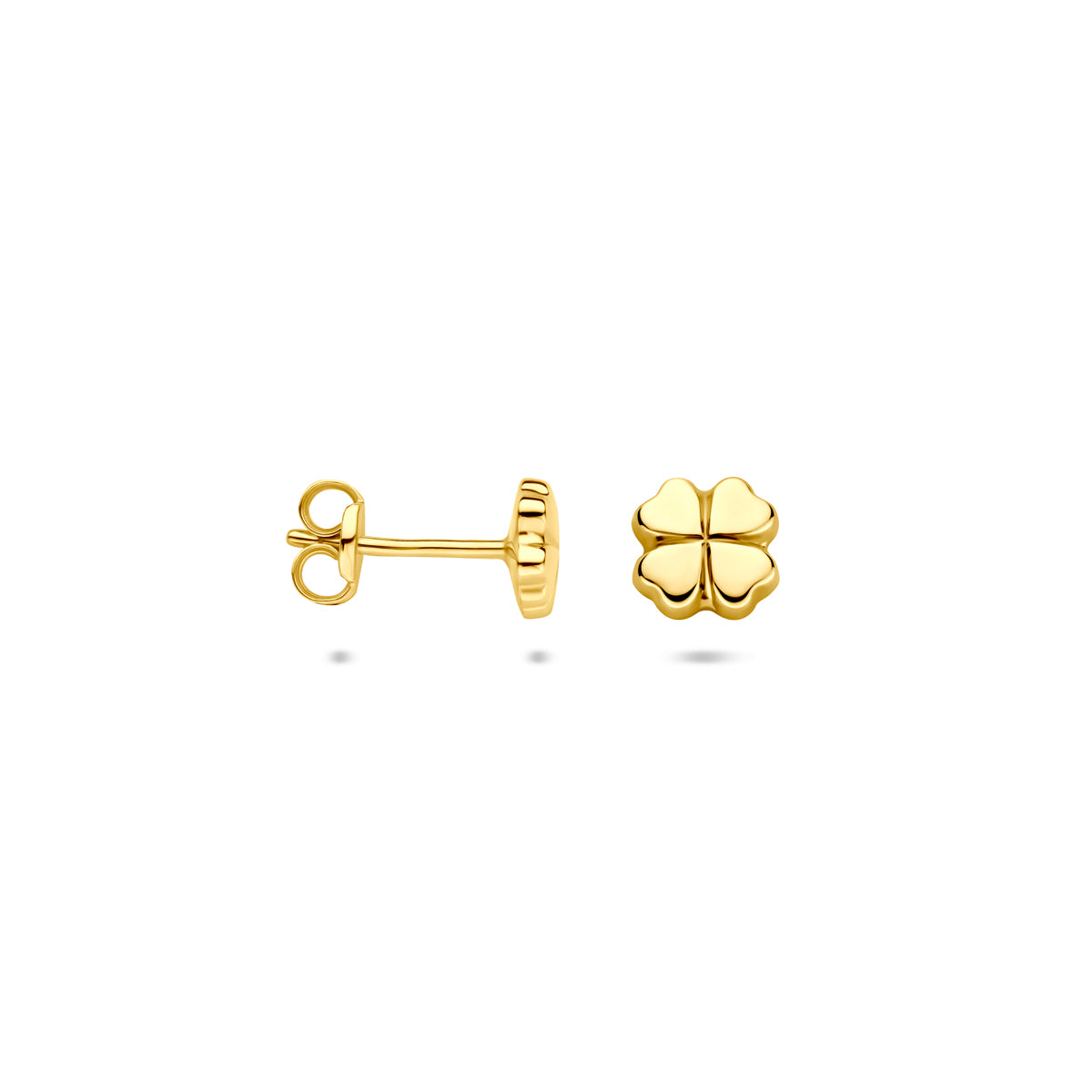 oorknoppen klavertje 5,5 mm 14K geelgoud