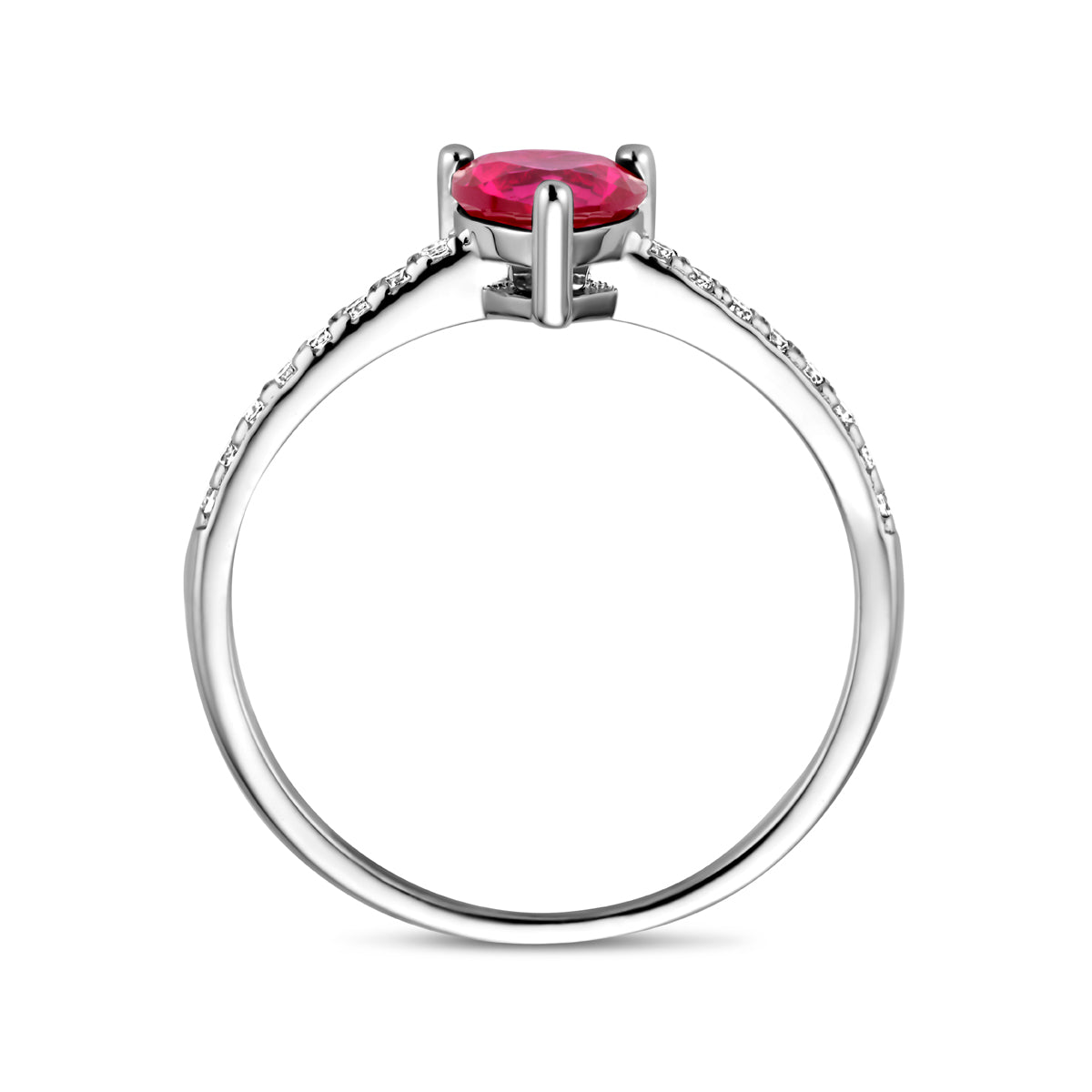 Ring Herz korundfarben und weiße Zirkonia Silber rhodiniert