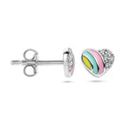 Ohrstecker Herz und Zirkonia Emaille rhodiniertes Silber