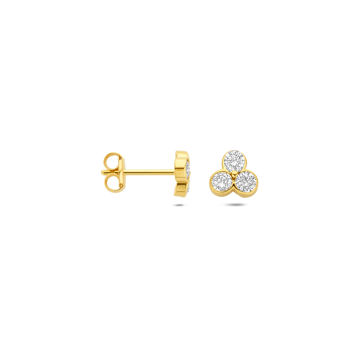 oorknoppen lab grown diamant 0.52ct (2x 0.26ct) f vs 5,5 mm 14K geelgoud