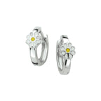 Klappcreolen Blume Emaille Silber rhodiniert