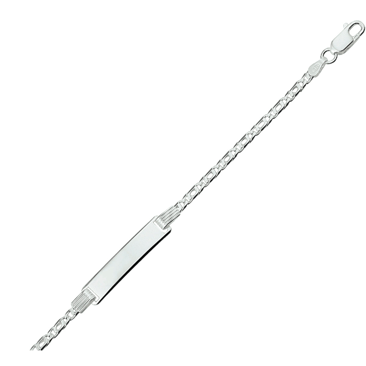 graveerarmband valkenoog plaat 6,0 mm zilver wit