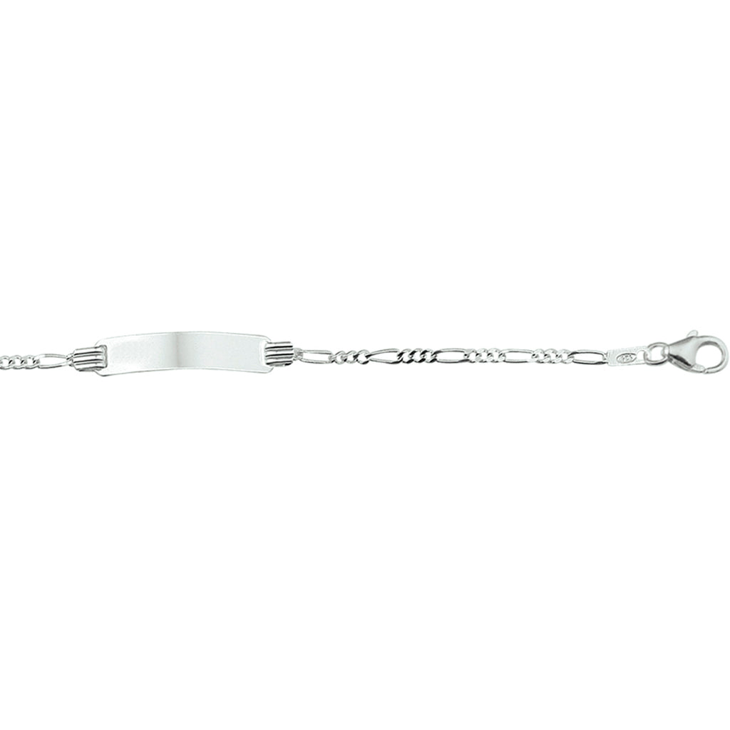Gravurarmband Figaroplatte 4,8 mm 13 - 15 cm Silber rhodiniert