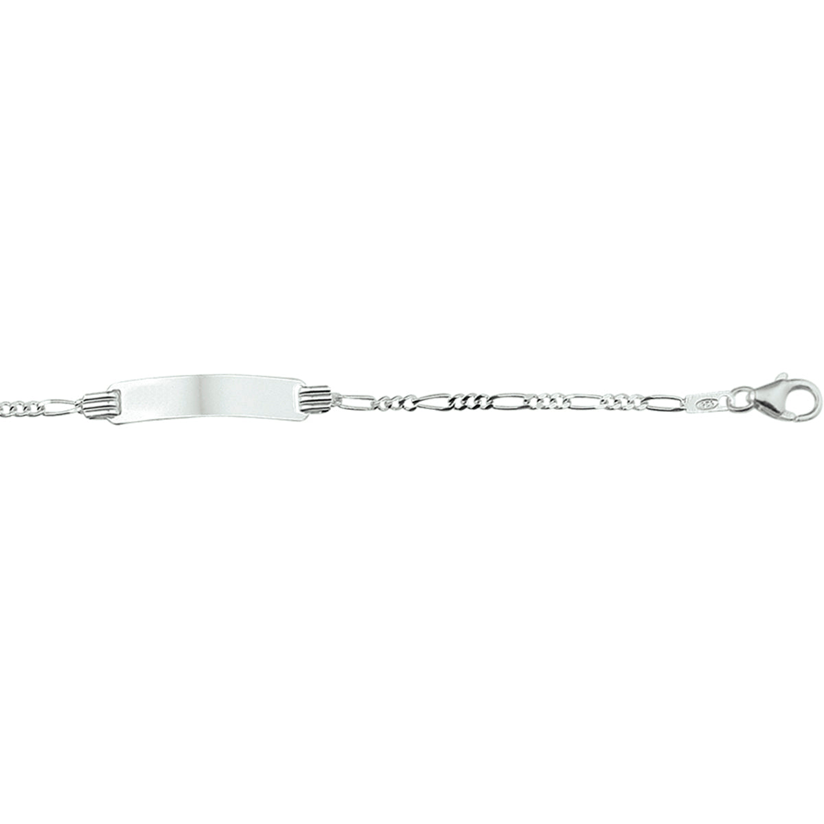Gravurarmband Figaroplatte 4,8 mm 13 - 15 cm Silber rhodiniert