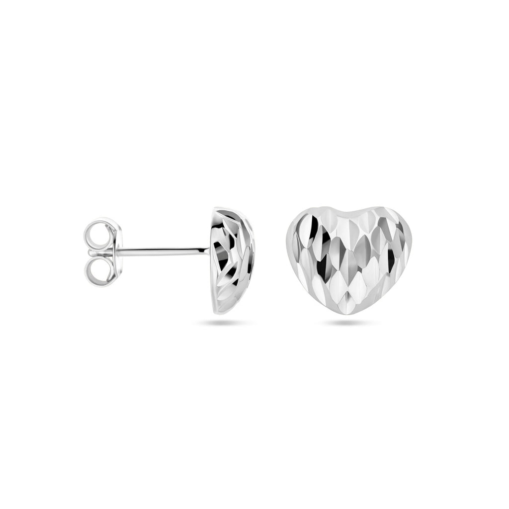 oorknoppen hart gediamanteerd zilver gerhodineerd