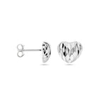 oorknoppen hart gediamanteerd zilver gerhodineerd