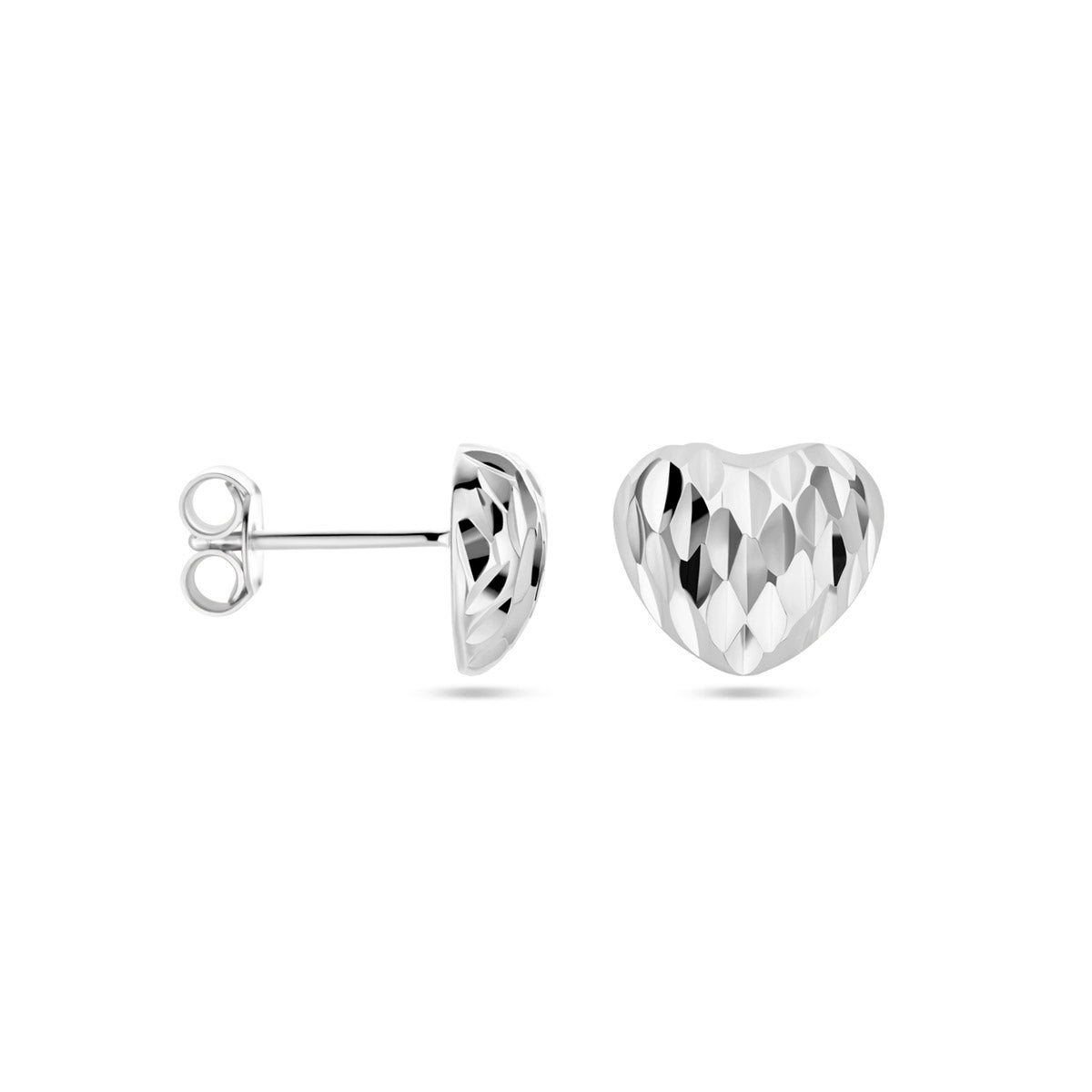oorknoppen hart gediamanteerd zilver gerhodineerd