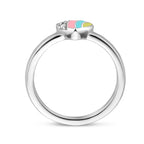Ring Herz Zirkonia Emaille Silber rhodiniert